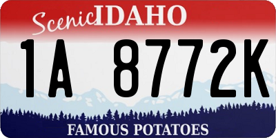 ID license plate 1A8772K