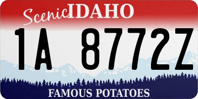 ID license plate 1A8772Z