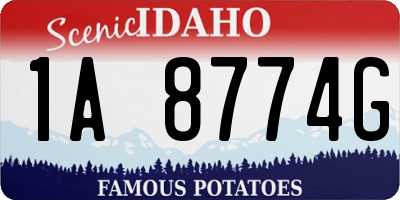 ID license plate 1A8774G