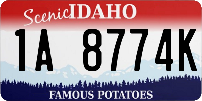ID license plate 1A8774K
