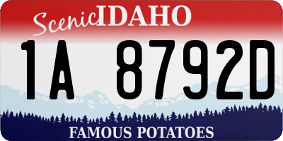 ID license plate 1A8792D