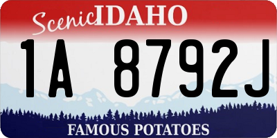 ID license plate 1A8792J