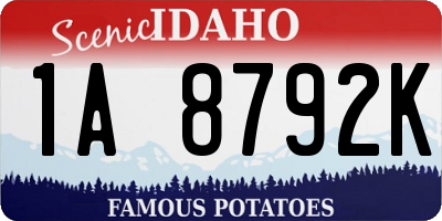ID license plate 1A8792K