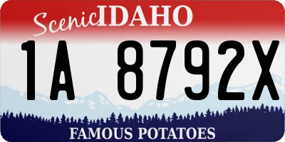ID license plate 1A8792X