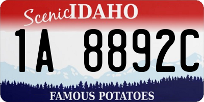 ID license plate 1A8892C