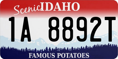 ID license plate 1A8892T