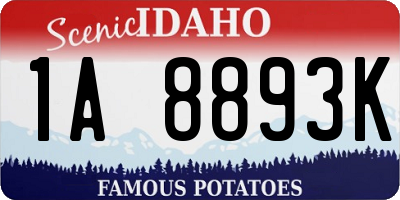 ID license plate 1A8893K