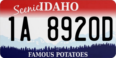 ID license plate 1A8920D