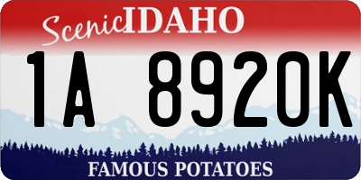 ID license plate 1A8920K