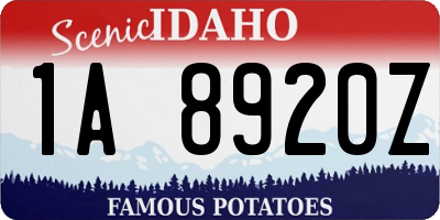 ID license plate 1A8920Z