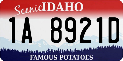 ID license plate 1A8921D