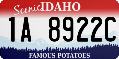 ID license plate 1A8922C