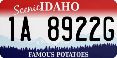 ID license plate 1A8922G