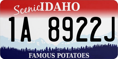 ID license plate 1A8922J