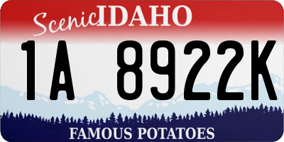 ID license plate 1A8922K