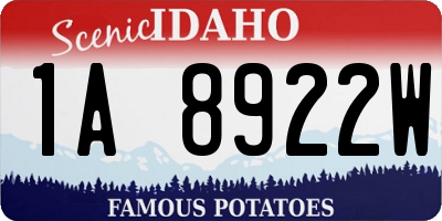 ID license plate 1A8922W