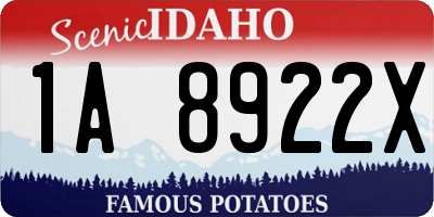 ID license plate 1A8922X