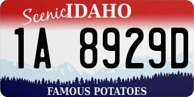 ID license plate 1A8929D
