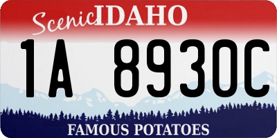 ID license plate 1A8930C