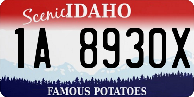ID license plate 1A8930X