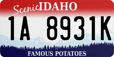 ID license plate 1A8931K