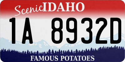 ID license plate 1A8932D