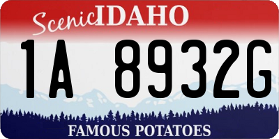ID license plate 1A8932G