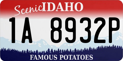ID license plate 1A8932P
