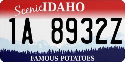 ID license plate 1A8932Z