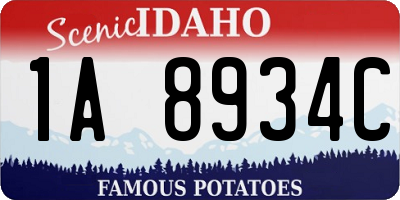 ID license plate 1A8934C