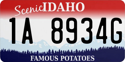 ID license plate 1A8934G