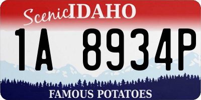 ID license plate 1A8934P