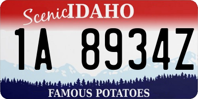 ID license plate 1A8934Z