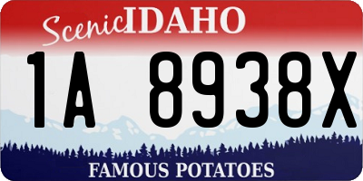 ID license plate 1A8938X