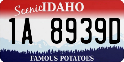 ID license plate 1A8939D