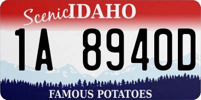 ID license plate 1A8940D