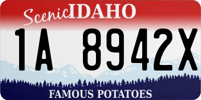 ID license plate 1A8942X