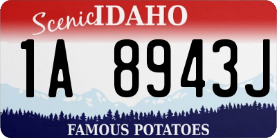ID license plate 1A8943J
