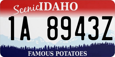ID license plate 1A8943Z