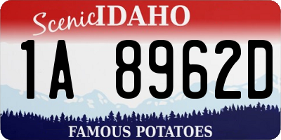 ID license plate 1A8962D