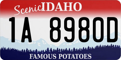 ID license plate 1A8980D