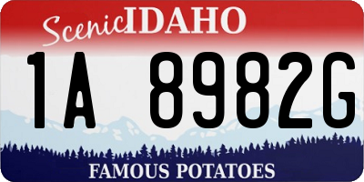 ID license plate 1A8982G