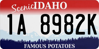 ID license plate 1A8982K