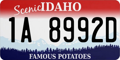 ID license plate 1A8992D