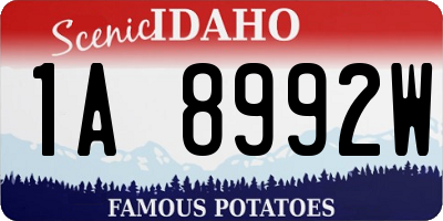 ID license plate 1A8992W