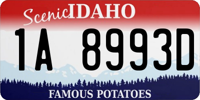 ID license plate 1A8993D