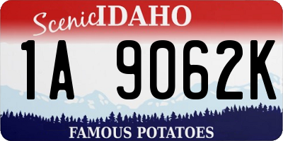 ID license plate 1A9062K