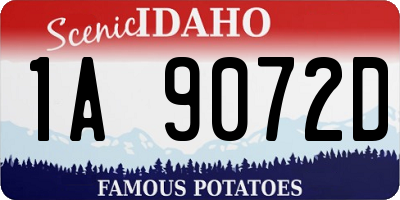 ID license plate 1A9072D