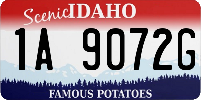ID license plate 1A9072G