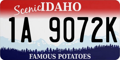 ID license plate 1A9072K